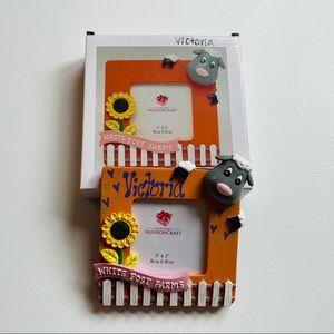 NIB Personalized “Victoria” Farm Sheep Sunflower Picture Frame 3”x3”